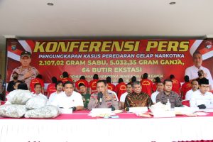Kapolresta Barelang Gelar Konferensi Pers Ungkap Tersangka Peredaran Gelap Narkotika dan Pemusnahan Barang Bukti Sitaan Narkotika