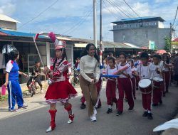 Polsek Sungai Beduk Amankan Kegiatan Pawai Paskah dan Pentas Seni Sekolah Sahabat di Kelurahan Mangsang