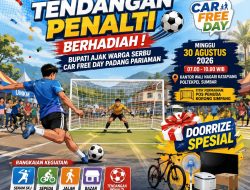 Heboh !!! Tendangan Penalti Berhadiah, Bupati Ajak Warga Serbu Car Free Day Padang Pariaman
